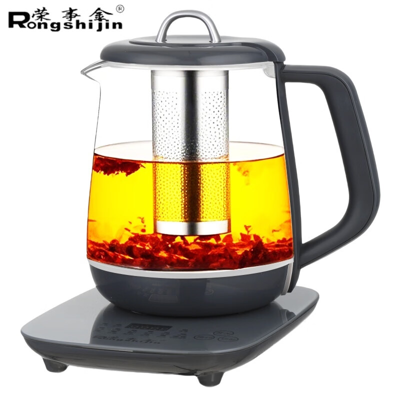 荣事金（Rongshijin）养生壶家用多功能全自动加厚玻璃电热烧水壶煮茶器花茶壶SD-1500Y 黑灰色 1.5L