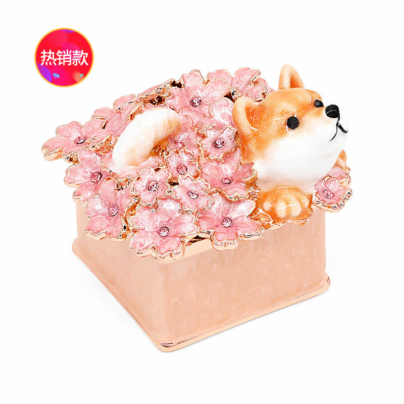 osewaya首飾盒櫻花柴犬耳環(huán)飾品盒求婚戒指盒琺瑯彩結(jié)婚禮物 EX510-1黃色【送原裝內(nèi)村絨布拖】