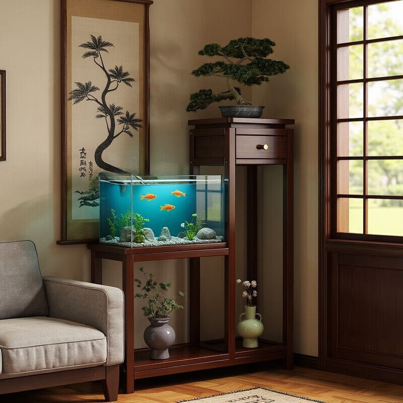 倘然之家花架子客厅落地式置物架阳台多肉绿萝花盆托架玄关层架植物摆放架 50高(胡桃色)花架