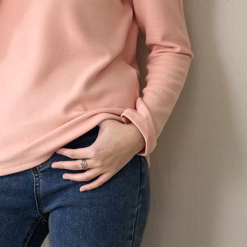 子牧棉麻秋冬装 女韩版双面磨毛德绒高领长袖打底衫加厚保暖上衣8677 云杉绿高领德绒款 加厚 2XL (建议130-145斤)