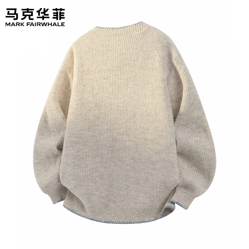 马克华菲(MARK FAIRWHALE)复古潮流休闲毛衣男士2026秋季新款宽松舒适简约百搭帅气上衣男装 杏色 【秋季新品】 M 【建议100-120斤】