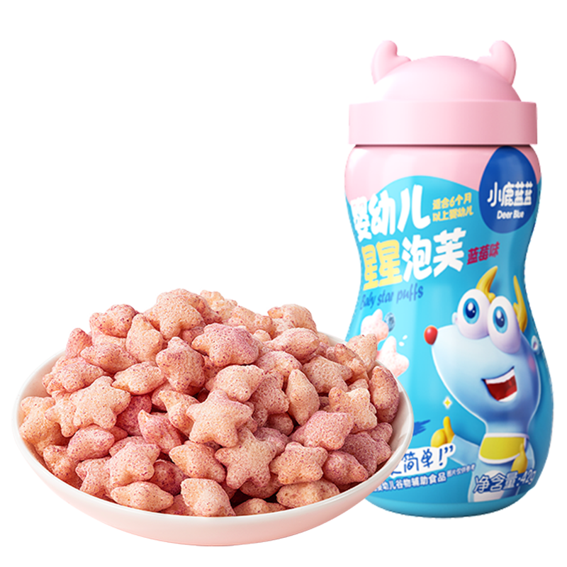 小鹿蓝蓝婴幼儿星星泡芙蓝莓味宝宝婴儿零食宝宝易吞咽42g