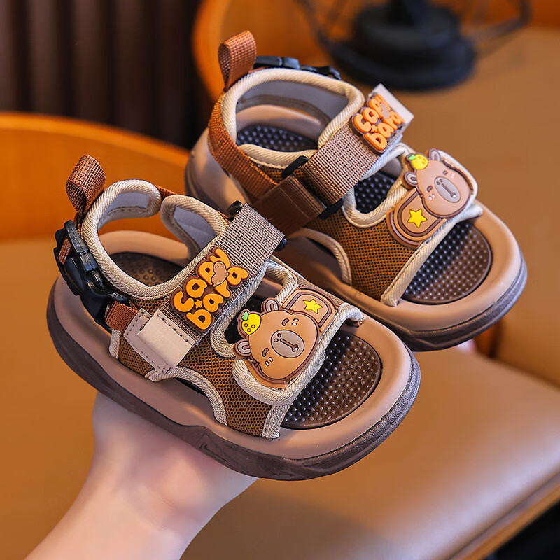 ��СӰ��Ƥ�����ļ���ͯ��Ь��Ůͯ���������⴩��ֺħ����С��ɳ̲��Ь ��ɫ 34 35��(Ь�ڳ�19.5CM�ʺϽų�1