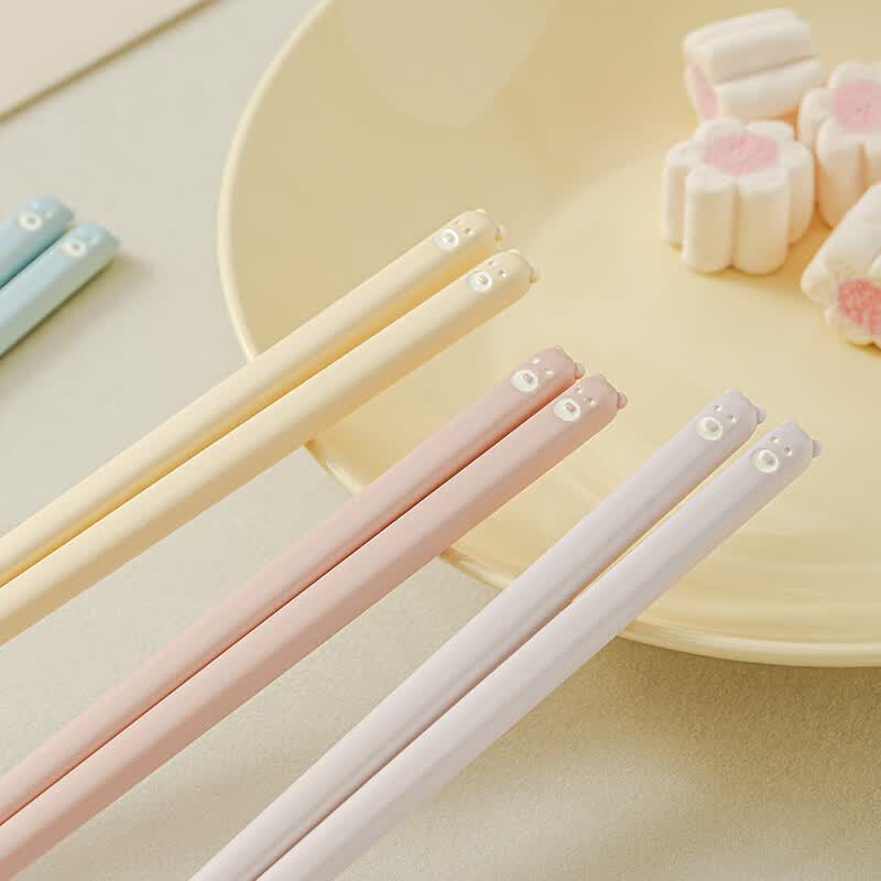 森物社2026新款招财合金筷子一人一双专用高颜值分食防滑家用实木筷子 熊宝5色合金分食筷 5双