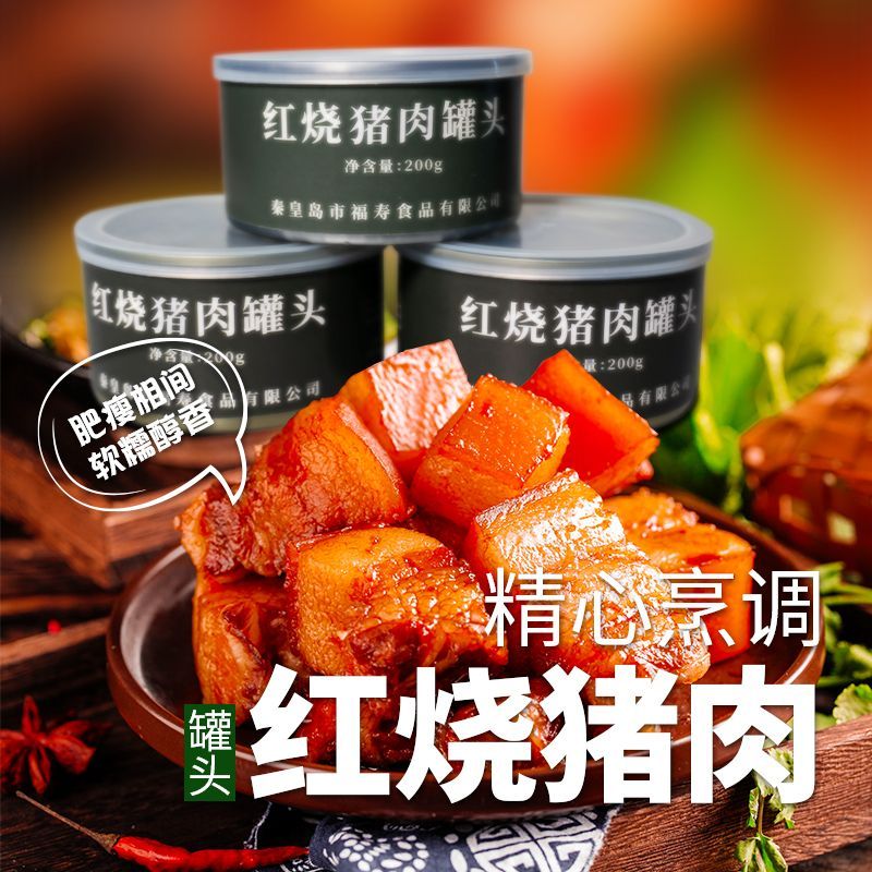 特種兵紅燒豬肉罐頭食品家庭應(yīng)急儲備戶外探險露營自駕 200g*4罐