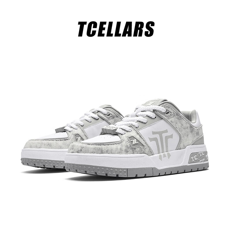 Tcellars板鞋男鞋2025冬季新款轻奢涂鸦潮鞋低帮厚底复古百搭休闲鞋子男款 复古灰（Tpai） 42