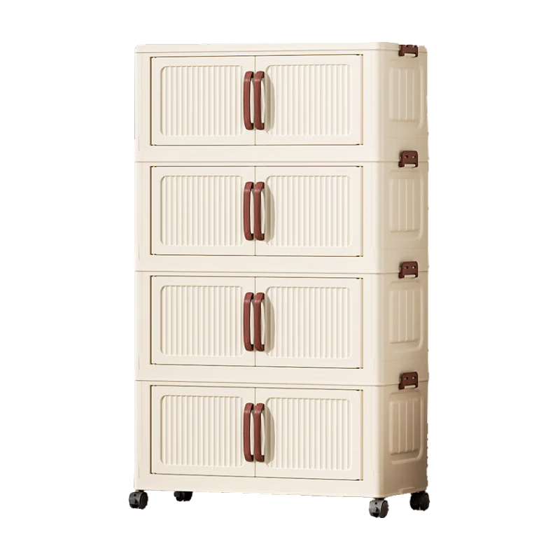 【京喜甄选】免安装折叠收纳柜衣柜多层储物柜零食柜箱塑料整理柜 随机款50CM面宽-1层（不带轮）