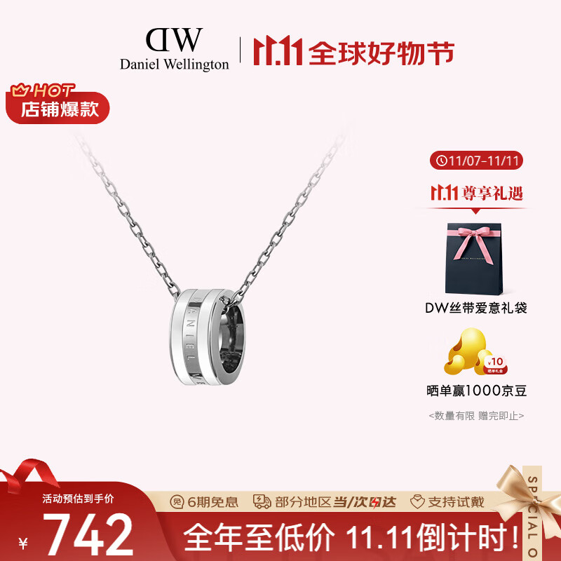 丹尼尔惠灵顿（DanielWellington）DW项链女情侣吊坠百搭时尚锁骨链七夕情人节礼物送女友DW00400304