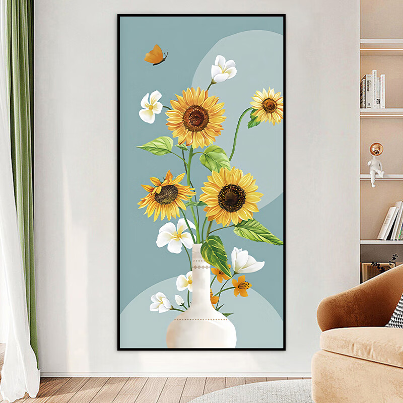 艾思尚自粘玄关装饰画绿植走廊过道入户正对门3d立体墙贴纸壁画寓意好 001.光影绿植 宽100厘米-高200厘米