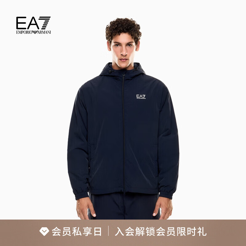 EMPORIO ARMANI/阿玛尼官方旗舰EA7/新款男士加绒连帽简约教练夹克外套秋冬 UB102-阿玛尼蓝色 （尺码偏大，建议拍小一码） L  (推荐：150-165斤)