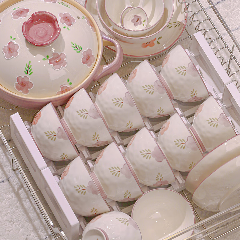 伴树陶瓷碗碟套装餐具整套乔迁礼盒家用轻奢简约盘子筷饭碗具元旦礼物 2人9件【简装】