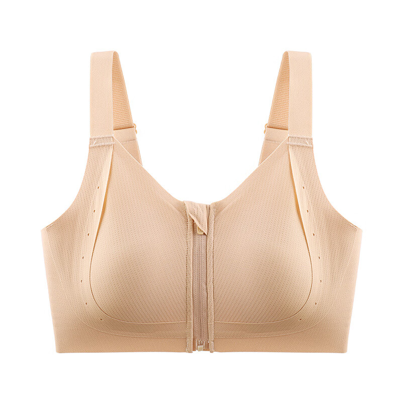 淳念(chunnian)拉链粉底内衣女士大胸显小防凸点舒适防垂提拉无痕文胸罩 MWY-622拉链-隐形肤 M