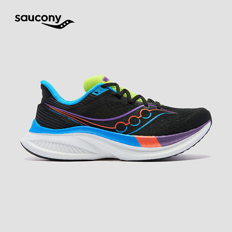 Saucony索康尼啡速5男女同款轻便舒适透气减震运动鞋 黑紫550【FUTURE BLACK】 42