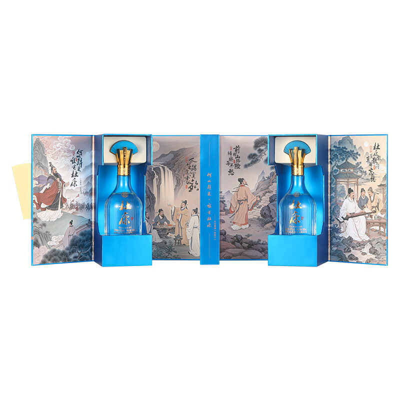 杜康文人墨客 浓香型白酒52度500ml*2瓶装双支礼盒 年货送礼收藏 52度 500mL 2瓶 礼盒装