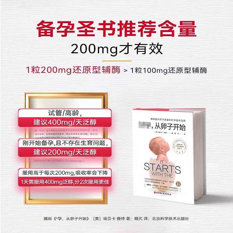 Confidence USA信心康乐辅酶Q10还原型备孕200mg美国进口coq10含PQQ改善卵子质量 Q-孕安 1瓶装