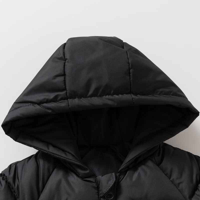 WELLKIDS儿童棉服秋冬装韩版中长款棉衣加厚面包服小童宝宝连帽外套棉袄潮 黑色 90