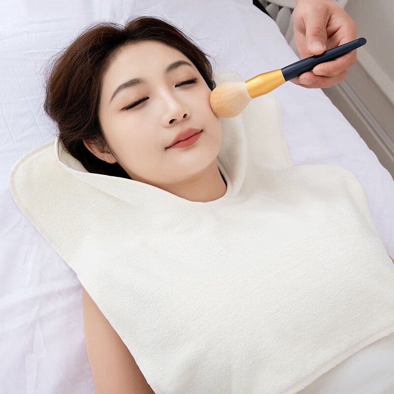 常为者美容院高档U型毛巾冷热敷吸水柔软男女按摩耐脏养生馆SPA加厚披肩 米白色 1条装