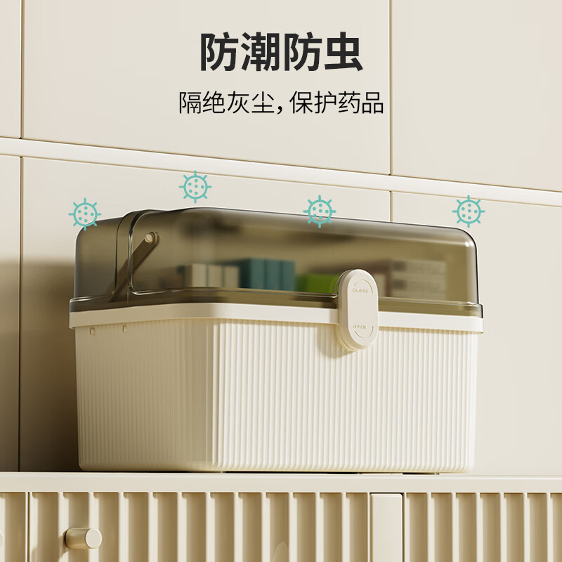 旻胜医药箱家庭装双层大容量药箱家用药品分类收纳盒子医用医疗急救箱 白色【双层大号】大容量