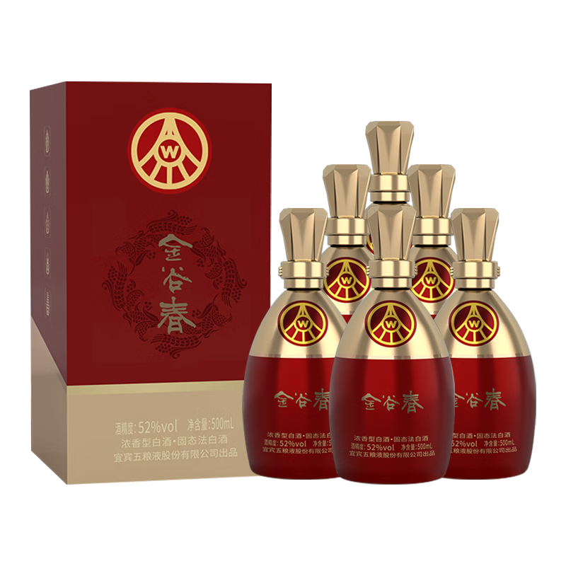 五粮浓香【五粮液出品】高度白酒  送礼宴请 52度 500mL 6瓶 金谷春整箱