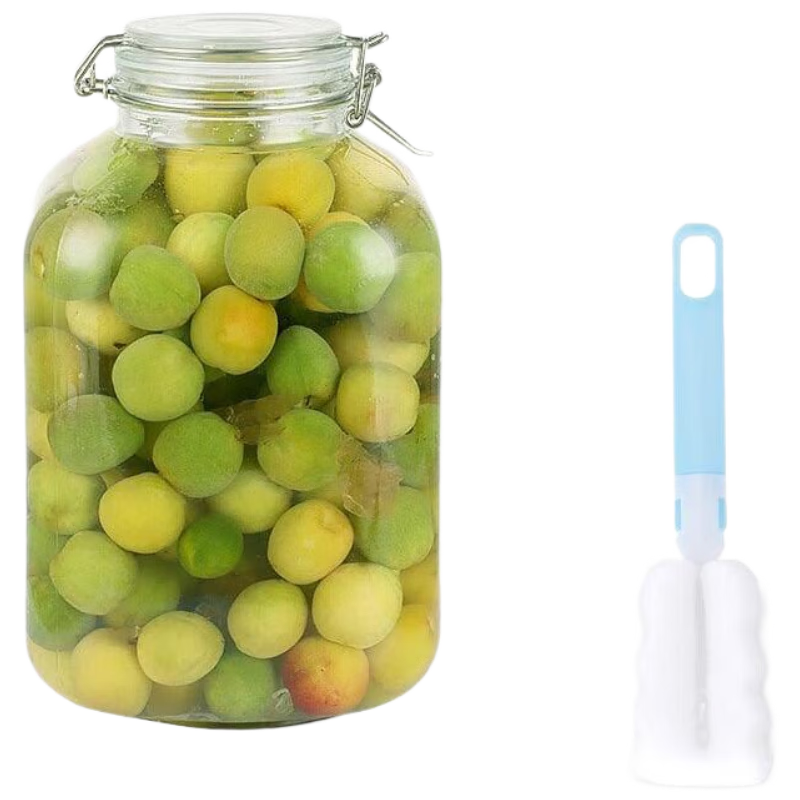 極度空間泡酒容器酒壇泡酒專用瓶玻璃罐密封罐泡菜壇空酒瓶10斤裝送清潔刷