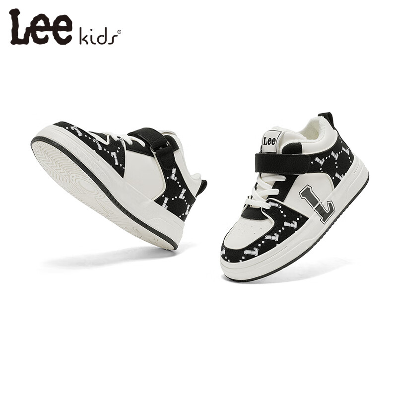 LEE KIDS童鞋2025秋冬季新款加绒儿童板鞋男中大童轻便休闲鞋运动鞋女童鞋 米黑【加绒】 33 【内长21.5cm适合脚长20.5-21.0cm】