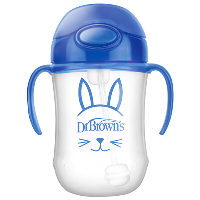 布朗博士(DrBrown’s)婴儿学饮杯 宝宝水杯 婴儿吸管杯重力球水杯270ml(6个月及以上)蓝色