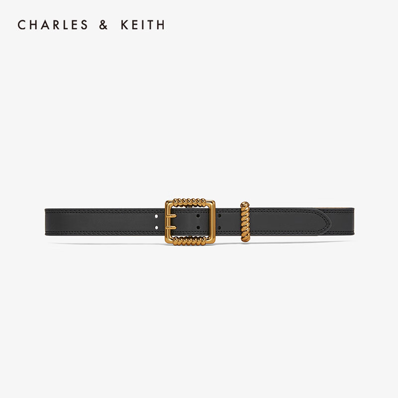 CHARLES&KEITH皮带CK4-42250229金属方扣饰女士纯色腰带 Black黑色 S