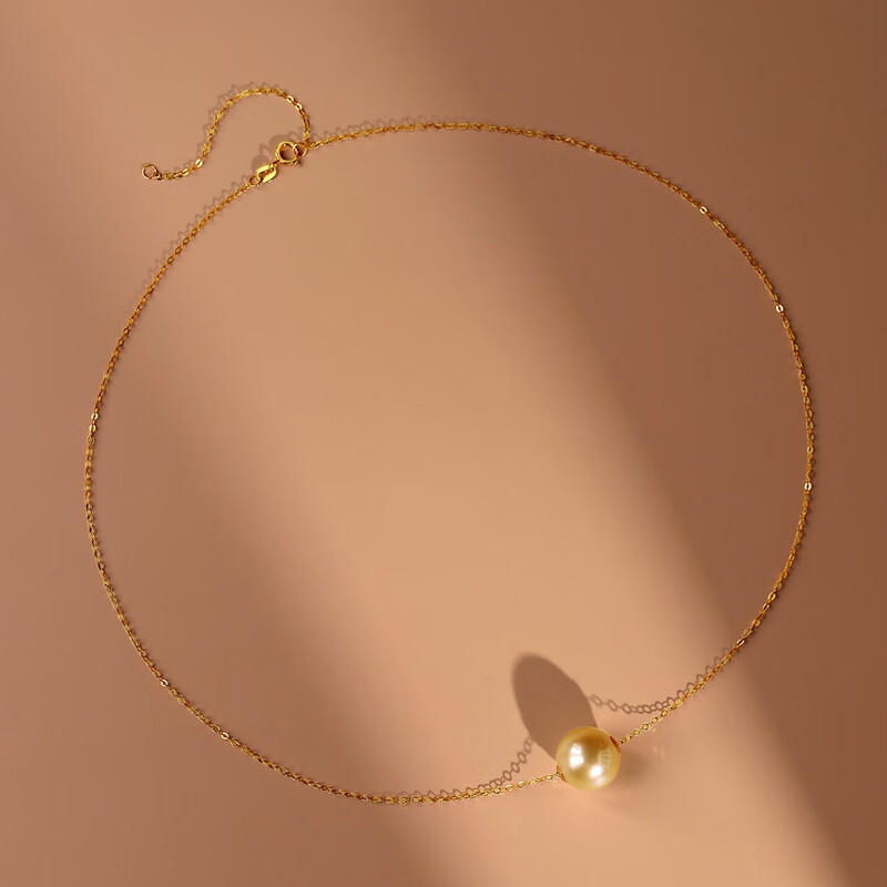 珍珠皇后 18K金链南洋海水金珠路路通吊坠项链优雅通勤送女朋友情人节礼物 【11-12mm】+18K金O字链