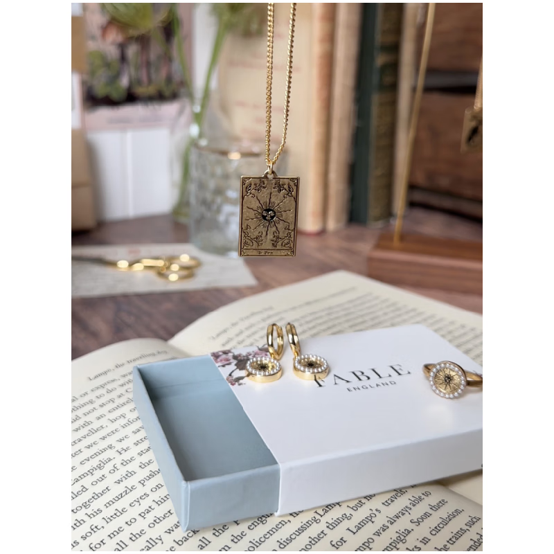 Fable欧美黑色珐琅太阳戒指复古法式少女珍珠高级锁骨链小众设计 太阳戒指 M