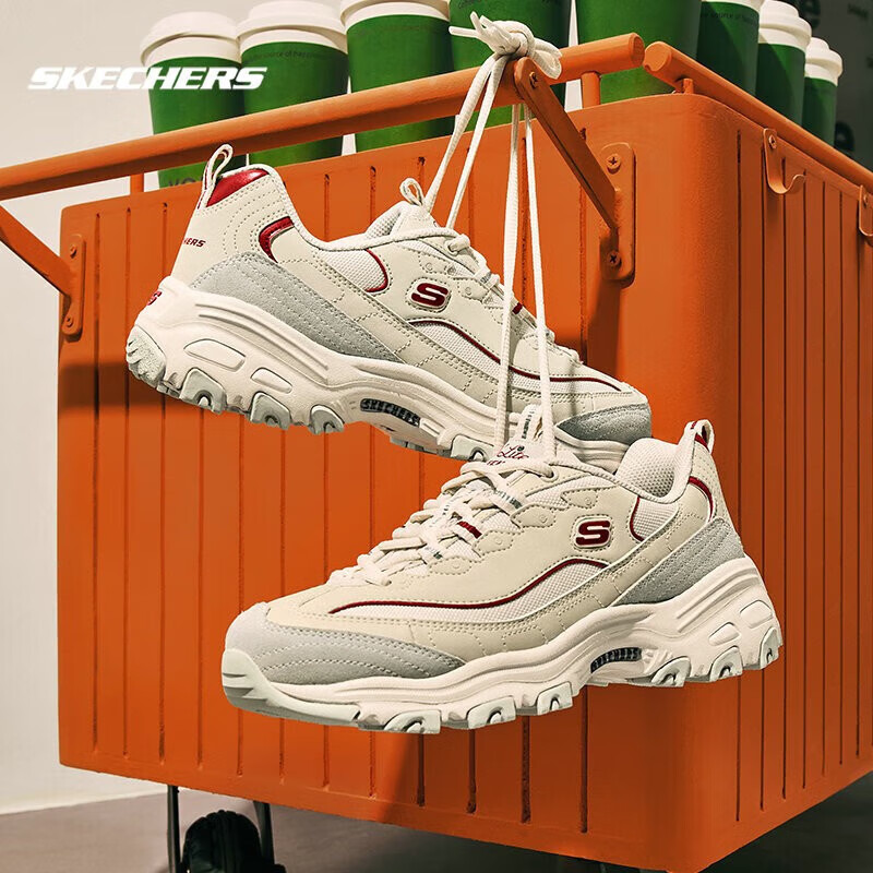 斯凯奇（Skechers）摩卡熊1代丨女子莫兰迪浅色运动鞋女鞋休闲复古百搭熊猫鞋老爹鞋 樱桃摩卡/NTBG 37