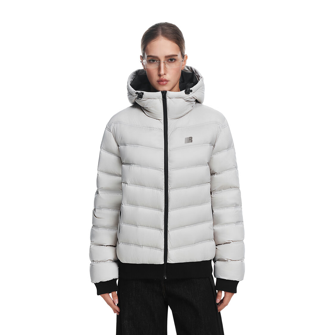 FDR 官方店 90白鸭绒保暖外套2025新款连帽轻便排骨羽绒服女冬季 灰色 M