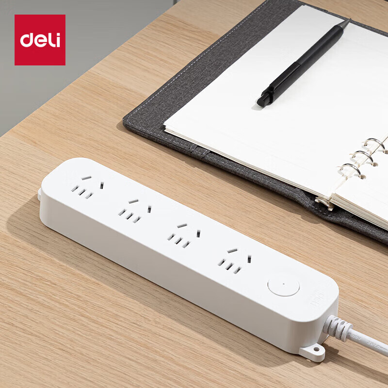 得力（deli）【5年质保/国标3C认证/儿童保护门/阻燃外壳】插排 电源 插座 插线板 排插 插板 拖线板 接线板 【4位5孔/全长1.8米】33919插排