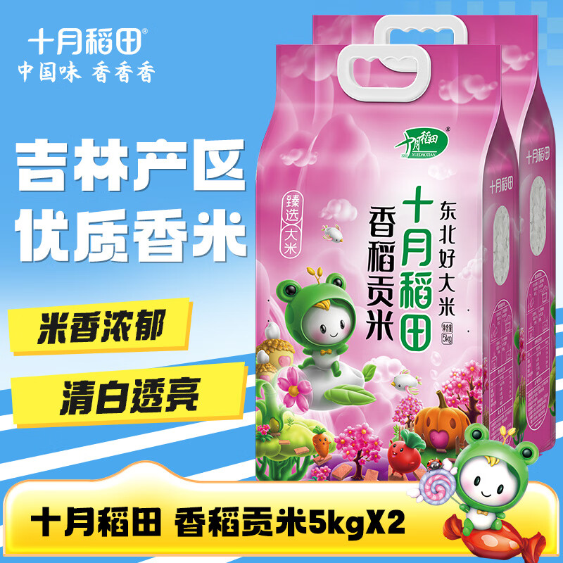 十月稻田【2025年新米】香稻贡米5kg 寿司香米 东北大米10斤 2袋