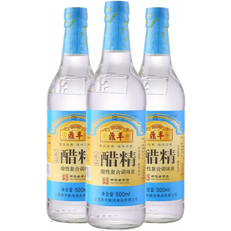鼎豐30°醋精高濃度醋精可稀釋食用去污除垢泡腳商用 醋精500ml*3瓶