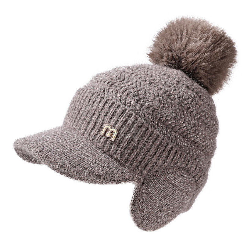 中年人加大加厚兔毛女帽冬季护耳骑行 浅卡其 M(56-58cm)