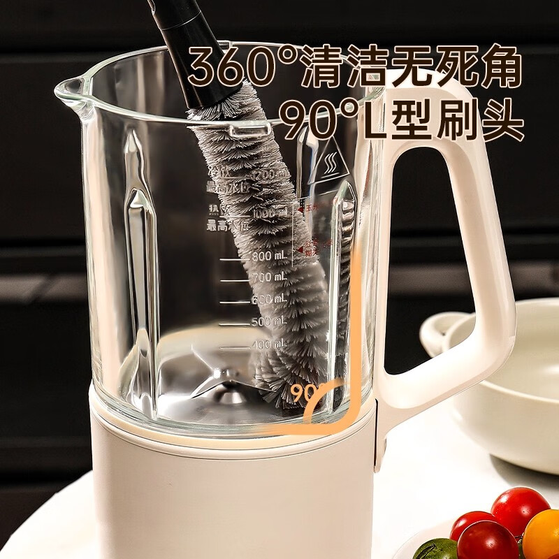 不锈钢杯刷二合一清洁长柄刷破壁机清洗神器多功能洗杯子专用刷子 胡桃木纹【1个装】