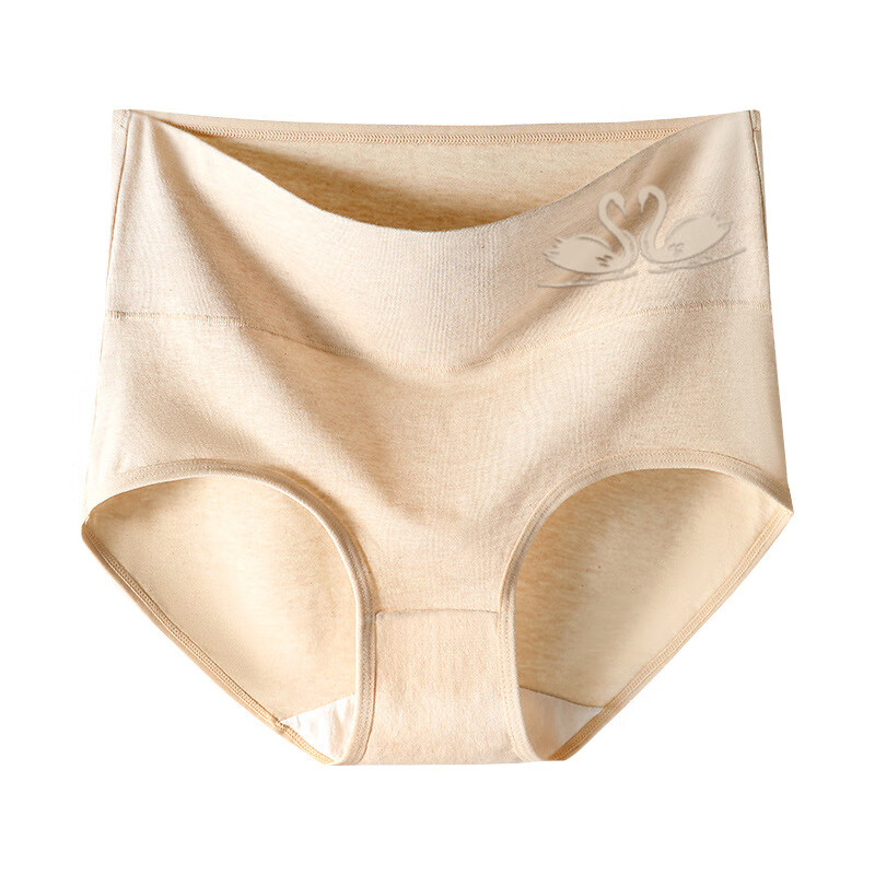 稚蝶纯棉高腰收腹包臀新疆彩棉7A抗菌裆女士内裤孕妇全棉新疆长绒棉 肉色 印制随机 3条 XL 100-120斤