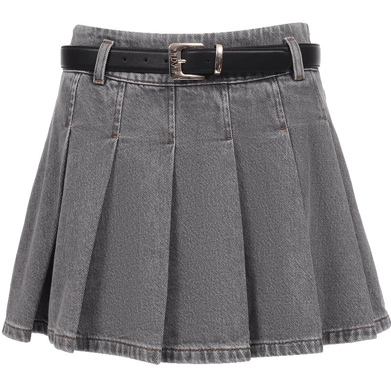 ONLY2026春季新款辣妹風A字牛仔短裙百褶裙半身裙女|126137003 J0Z牛仔灰 S