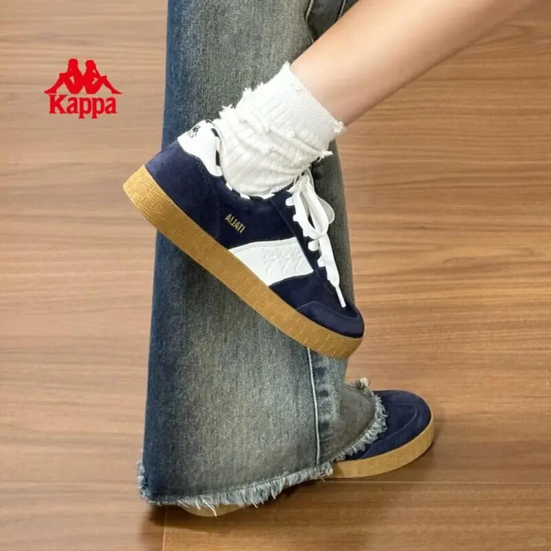 Kappa卡帕女鞋复古德训鞋女2025秋冬新款百搭板鞋子女情侣款休闲运动鞋 暗夜蓝黑/韩国白 42