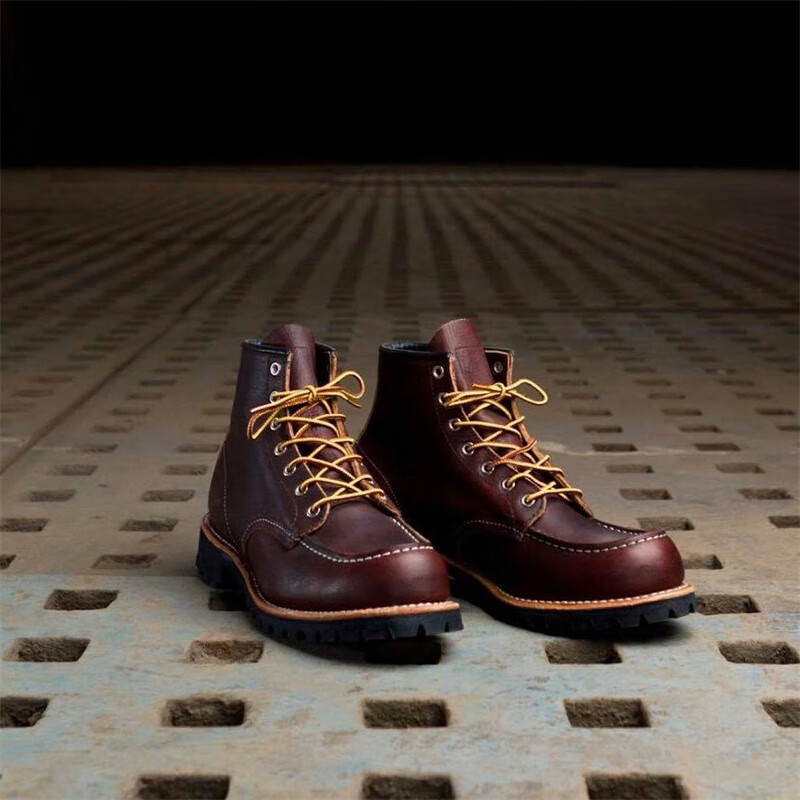 Red Wing红翼男鞋Roughneck新款工装靴6寸经典牛皮复古休闲防水男士马丁靴 深棕红8146Briar 41