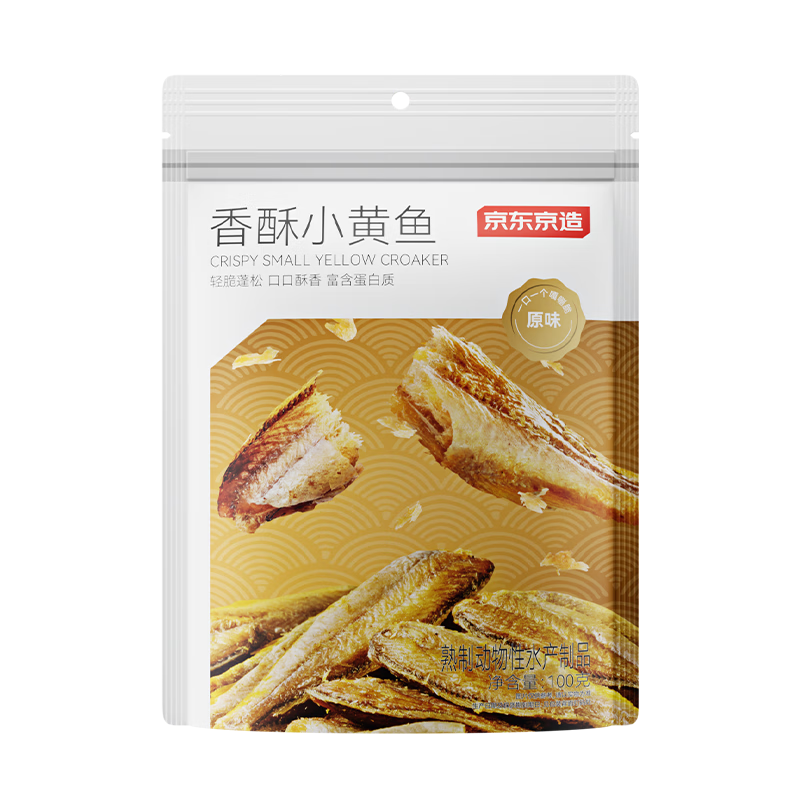 京东京造香酥小黄鱼100g 即食海鲜黄鱼酥小吃小鱼干孕妇高蛋白休闲零食