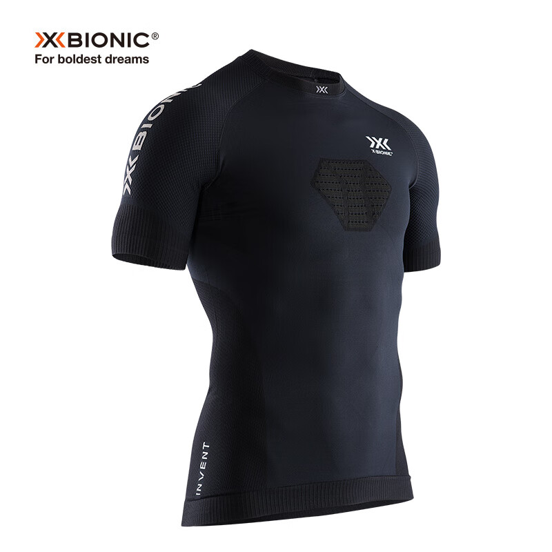 XBIONIC 優(yōu)能速跑4.0男子短袖上衣/褲 運動(dòng)壓縮衣褲跑步緊身衣 上衣：貓眼黑極地白 S(建議<120斤)