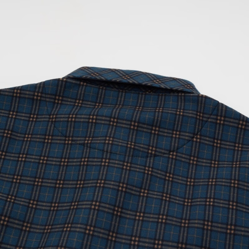 保罗·彼得（PAULO PEDRO）专柜同款 男士简约百搭日常舒适加绒格子衬衫MMCD58700 兰色 3XL (190) 180-200斤