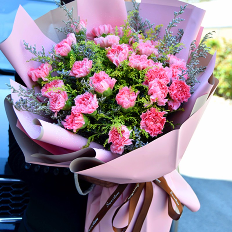 花乐康语全国同城配送温馨粉红康乃馨百合花束送教师节礼物老师长辈