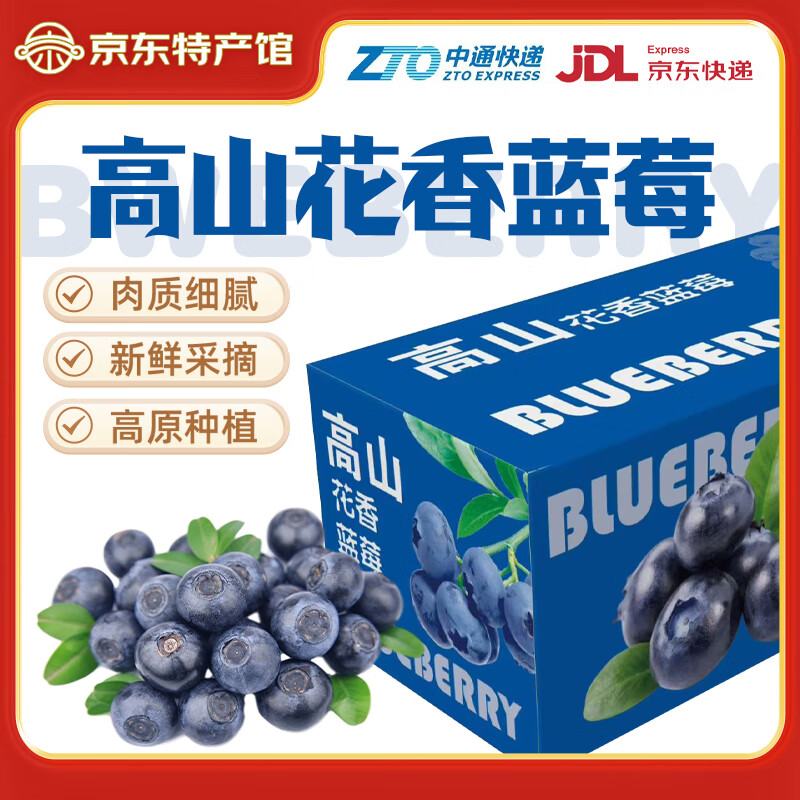 异果恋云南蓝莓鲜果L25花香蓝莓新鲜水果蓝莓礼盒装新鲜现摘多地次日达 12mm+125g*2盒净重
