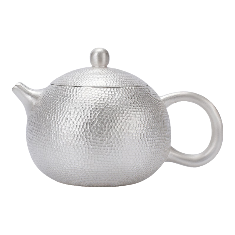 銀器時(shí)代純手工錘紋西施壺一張打銀壺泡茶壺足銀999家用銀茶壺送禮銀茶具 小號錘紋款220克+證書(shū) 240ml