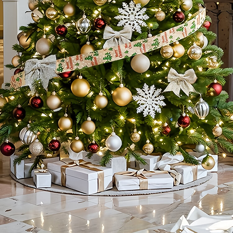 玺飞新款2025家用圣诞树客厅装饰全套装商场店铺圣诞节日氛围布置摆件 次日达/圣诞树白色礼盒12个装