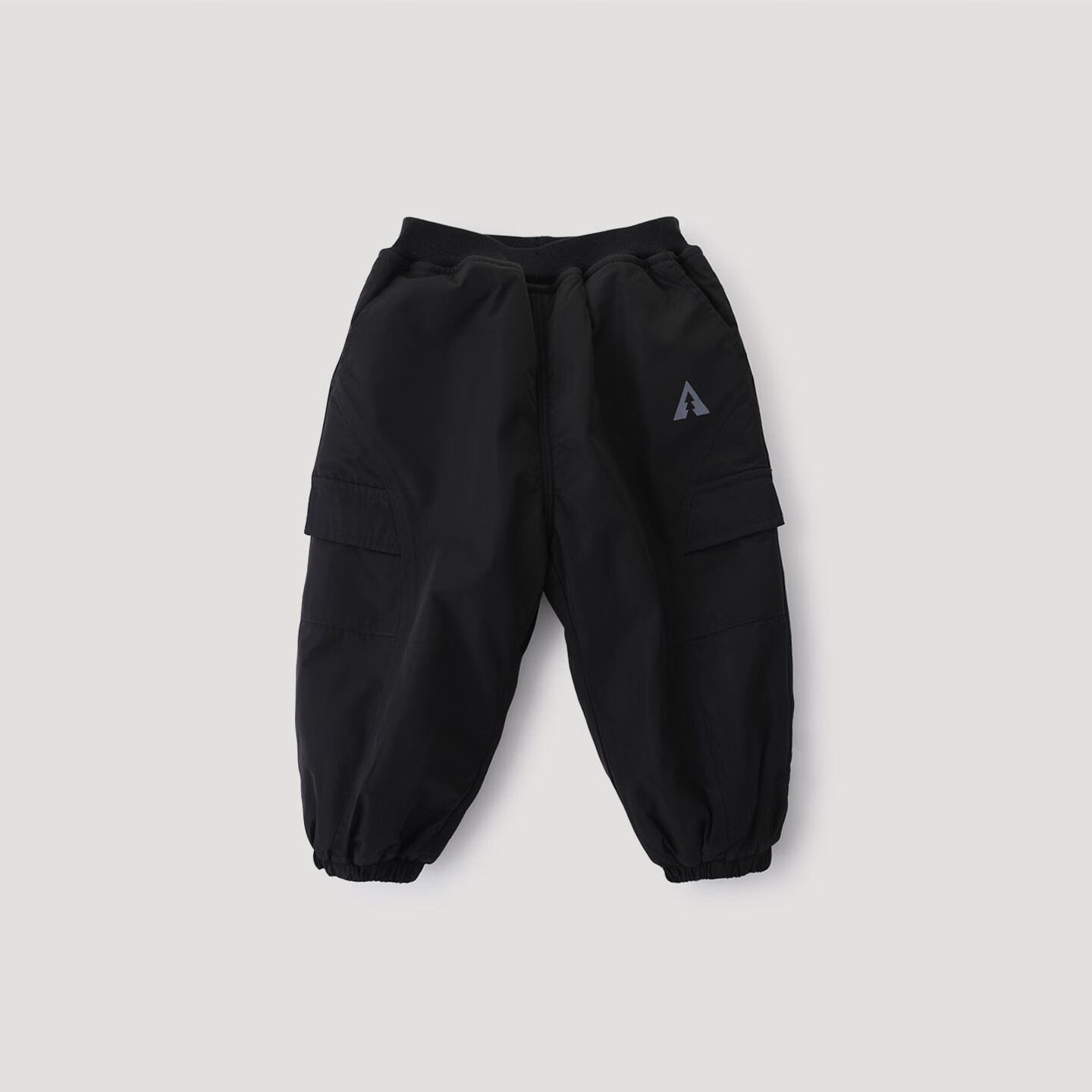 巴厘小猪儿童冲锋裤子秋冬男童三防工装裤女童加绒加厚保暖长裤宝宝休闲裤 黑色 110