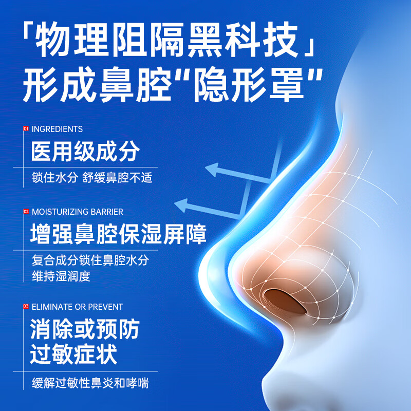 益严舒鼻用过敏原阻隔剂过敏性鼻炎哮喘缓解鼻干鼻痒鼻塞流涕 高效型过敏性鼻炎原阻隔剂 换季通鼻畅快呼吸 1盒 限量800单 购买立享赠品促销 助力呵护鼻炎健康