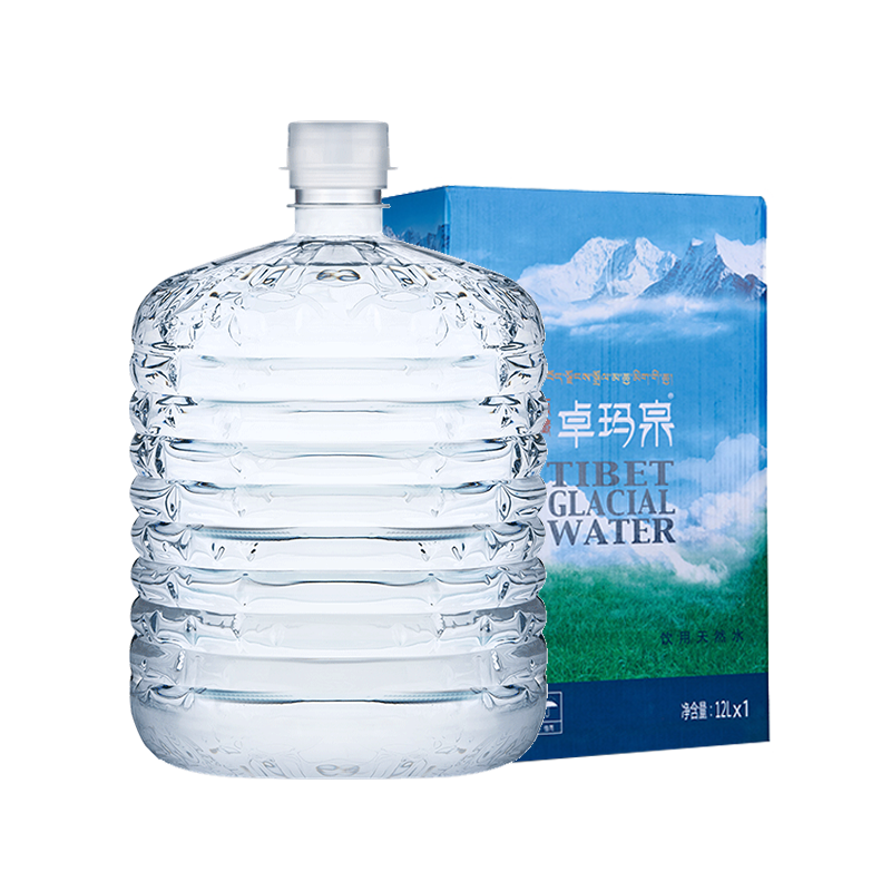 卓玛泉（TIBET GLACIAL WATER） 西藏天然冰川水 高原天然弱碱性饮用水 家庭装桶装水12L*6桶